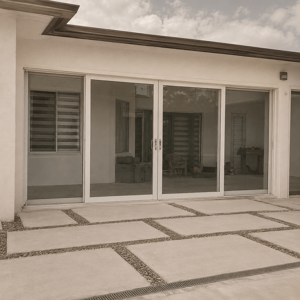 Before impact sliding glass door installation in Hollywood FL